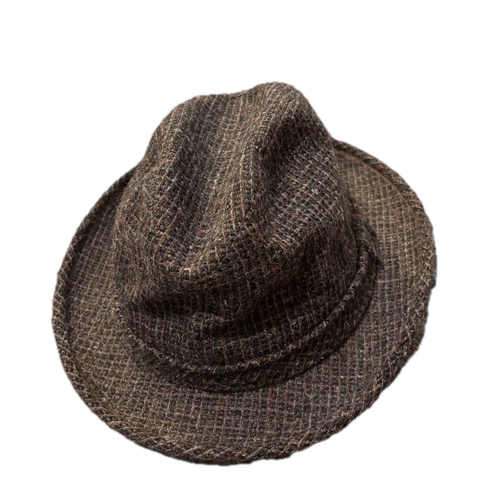 Stetson Brown Tweed Wool Fedora Hat Mens Size 7 1/8 Pinched Crown Made in USA